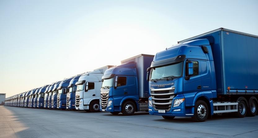Fleet of modern distribution trucks