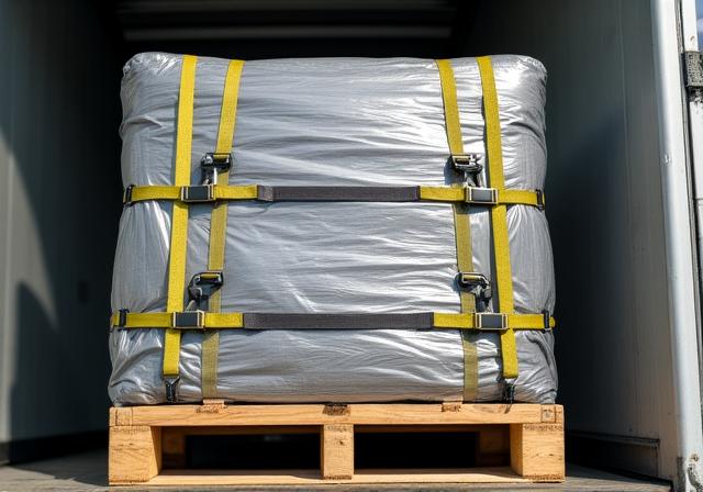 Close up of secured cargo handling